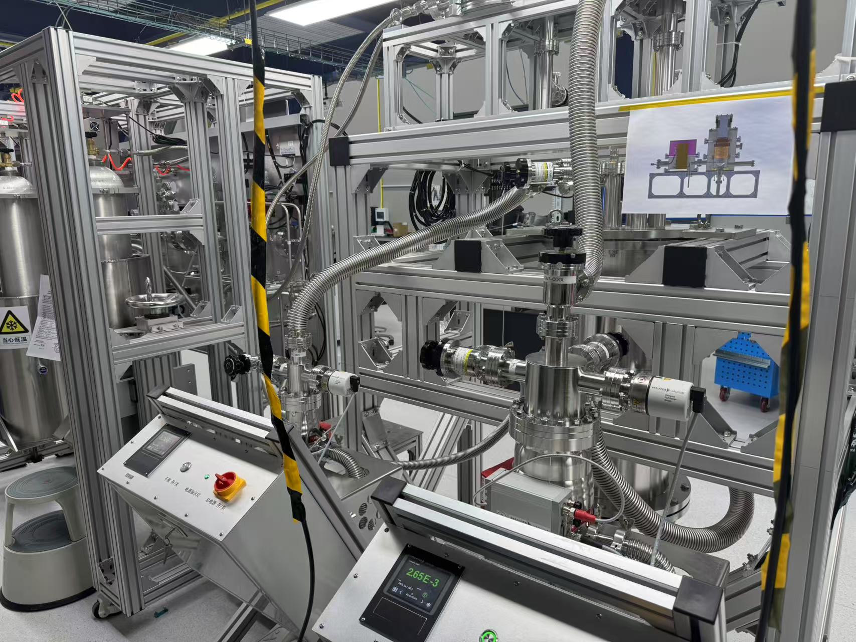 High-vacuum cryostat & pump sets